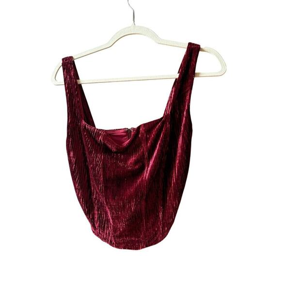 Naked wardrobe plush velvet boned crop top wine size extra large - Picture 2 of 7